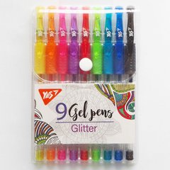 Набір гелевих ручок YES "Glitter" 9 шт. купить в Украине